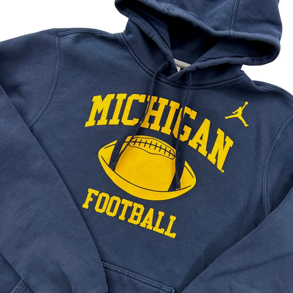 Nike Jordan Michigan Football Hoodie Men Medium Navy Blue Jumpman Collegiate